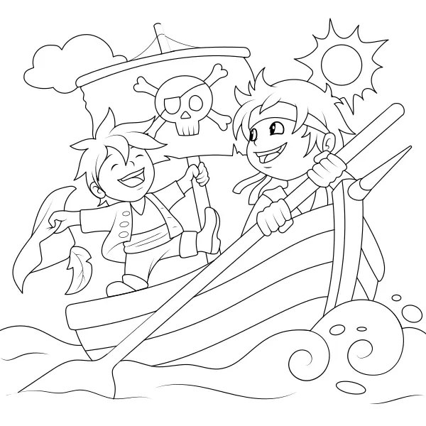 Pirates at Sea | Online coloring pages for kids