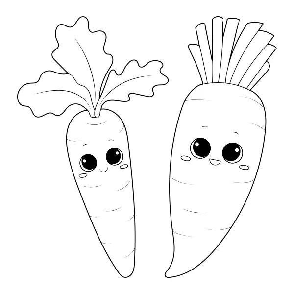 Carrot and white radish | Online coloring pages for kids