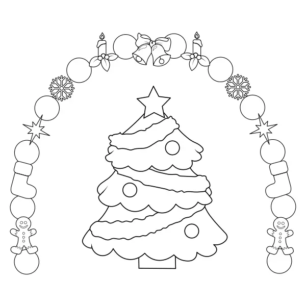 A Christmas Tree in a Frame | Online coloring pages for kids