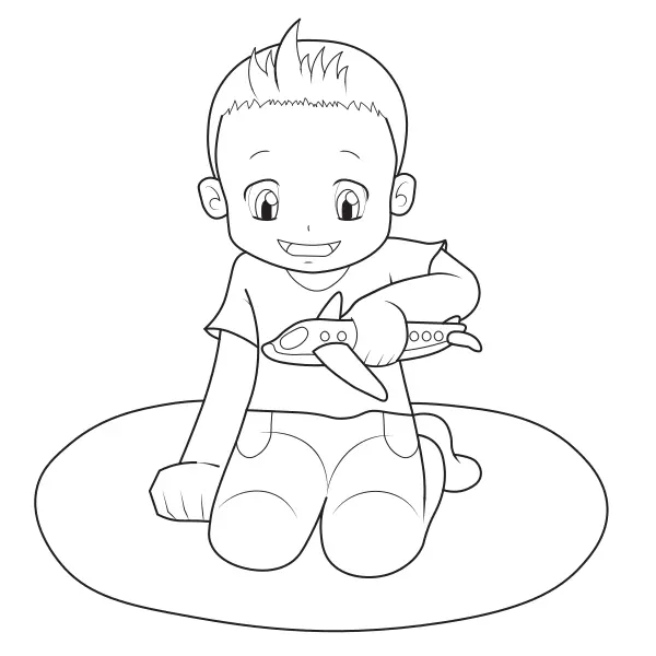 Boy with an Airplane | Online coloring pages for kids
