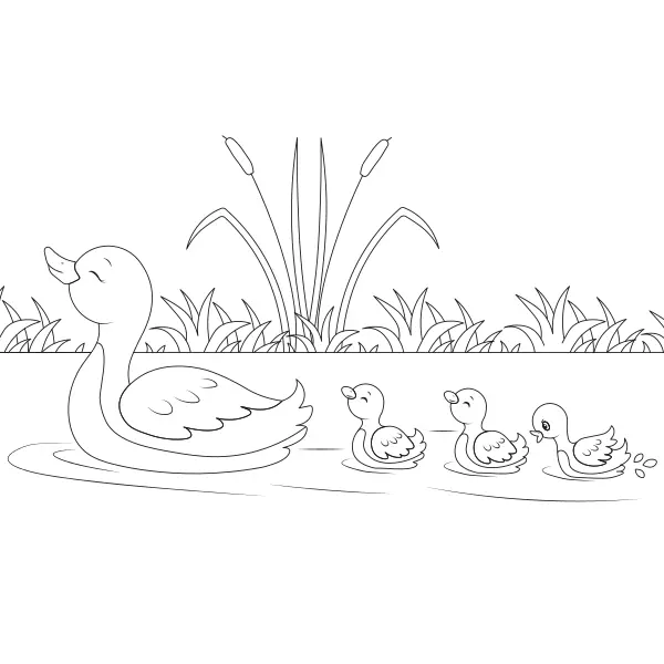 Duck Family | Online coloring pages for kids