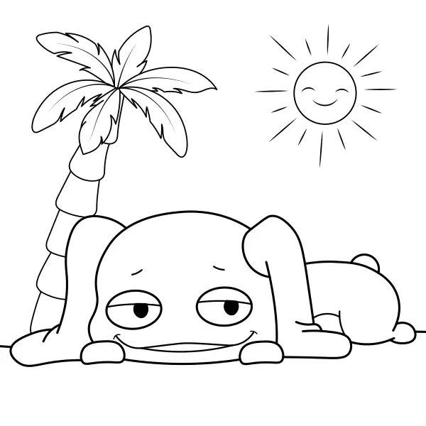 Animal on the Beach | Online coloring pages for kids