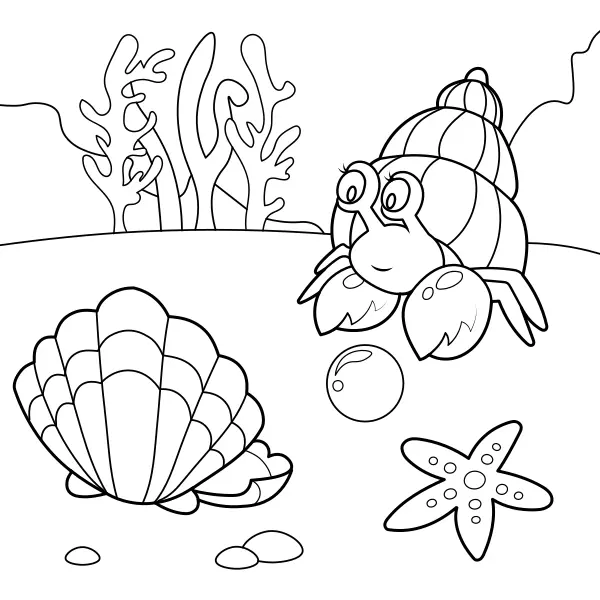 Crab and a Pearl | Online coloring pages for kids