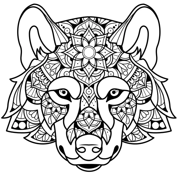 Mandala – Wolf | Online coloring pages for kids