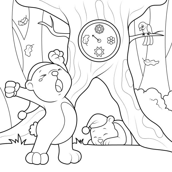 Sleepy Bear | Online coloring pages for kids