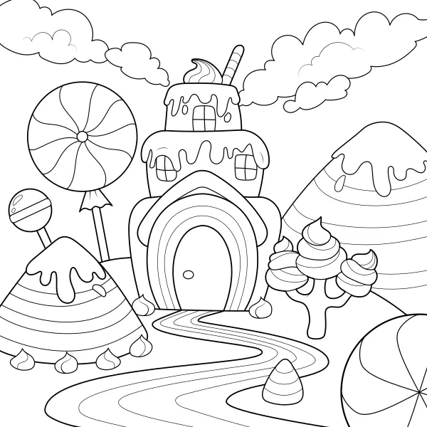 Candy World | Online coloring pages for kids