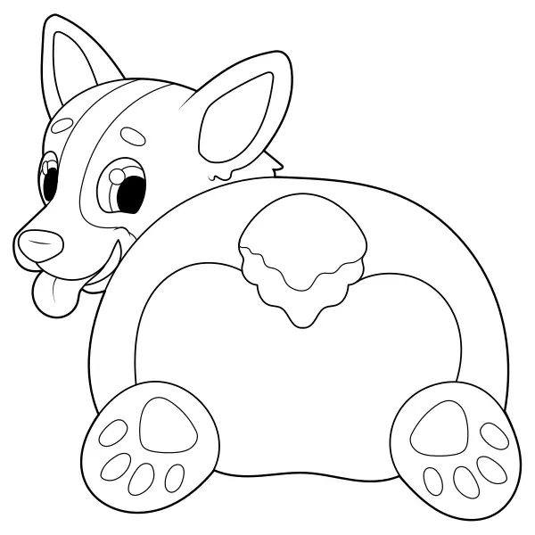 Corgi’s Bum | Online coloring pages for kids