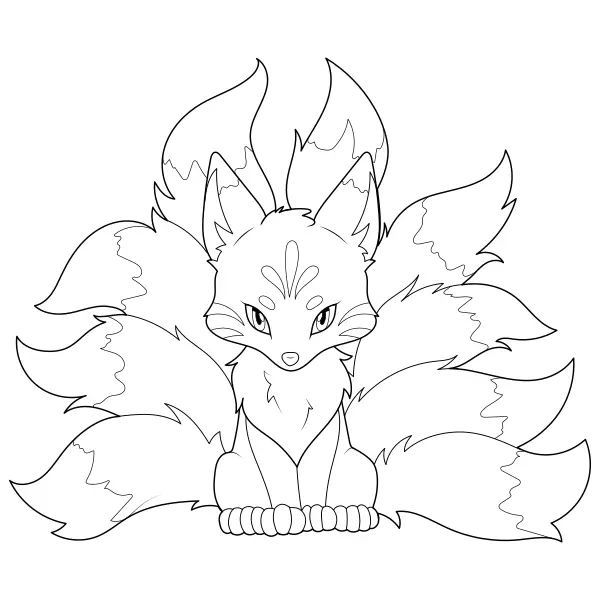 Little Fox with Nine Tails | Online coloring pages for kids