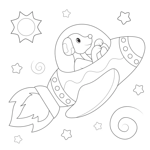 Dog in Space | Online coloring pages for kids