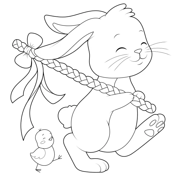 Rabbit and a Chick | Online coloring pages for kids