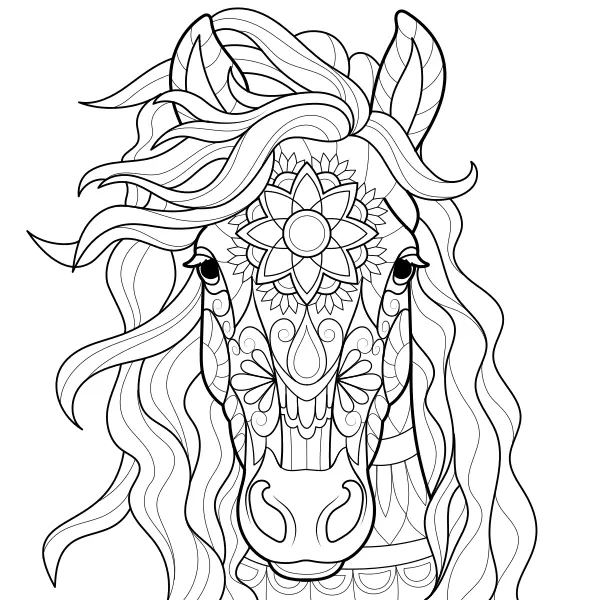 Mandala – Horse | Online coloring pages for kids