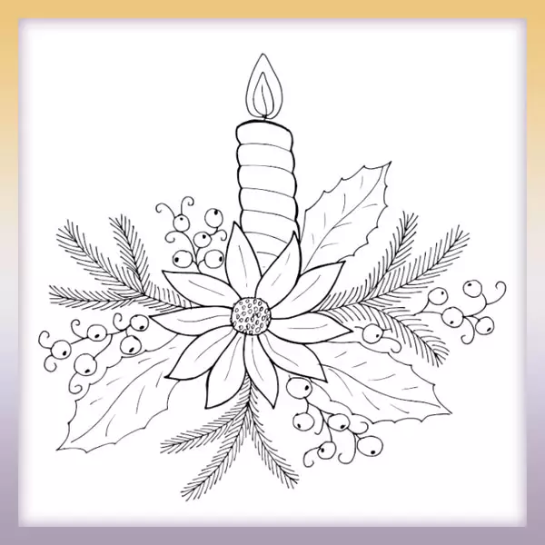 Advent candle with flower - Online coloring page