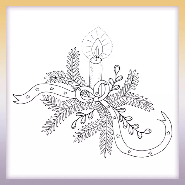 Advent candle with bow - Online coloring page