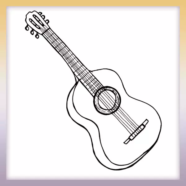 Acoustic guitar - Online coloring page