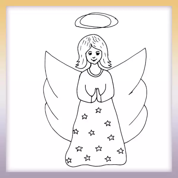 Angel with stars - Online coloring page