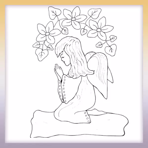 Praying angel - Online coloring page