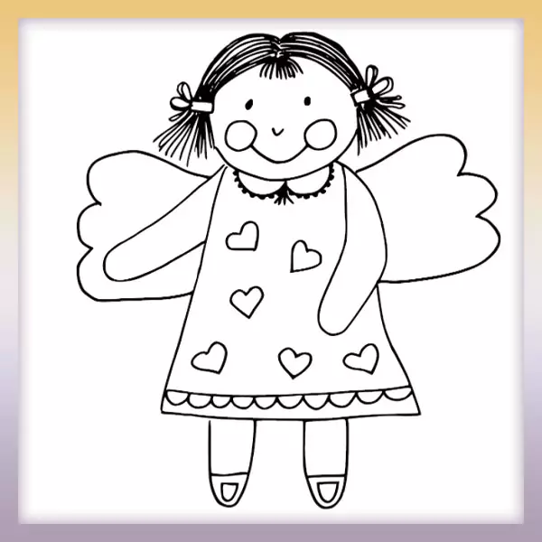 Angel with hearts - Online coloring page
