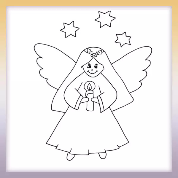 Angel with a candle - Online coloring page