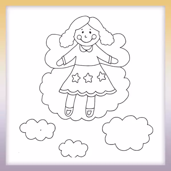 Angel in the clouds - Online coloring page