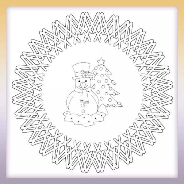 Mandala - snowman - Online coloring page