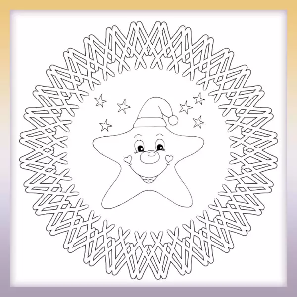 Mandala - star with a hat - Online coloring page