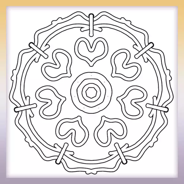 Mandala - hearts - Online coloring page