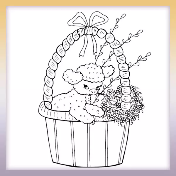 Lamb in a basket - Online coloring page