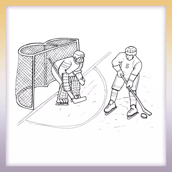 Hockey players - Online coloring page
