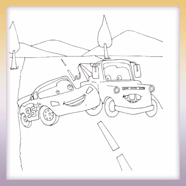 Lightning McQueen and Dock Hudson - The Cars - Online coloring page