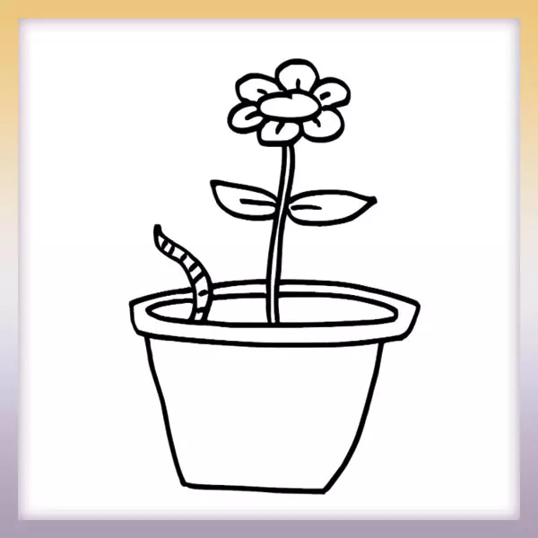 Worm in a pot - Online coloring page