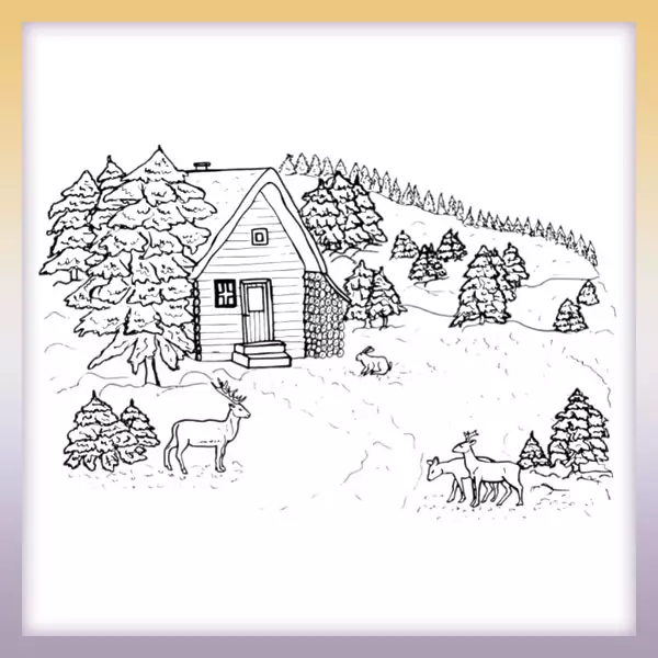 Shack in the woods - Online coloring page