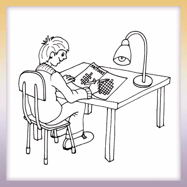 Boy at the table - Online coloring page