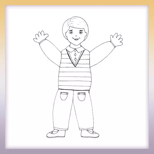 Boy in a sweater - Online coloring page