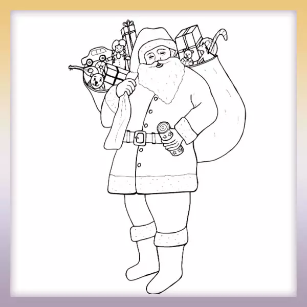 Santa Claus with gifts - Online coloring page
