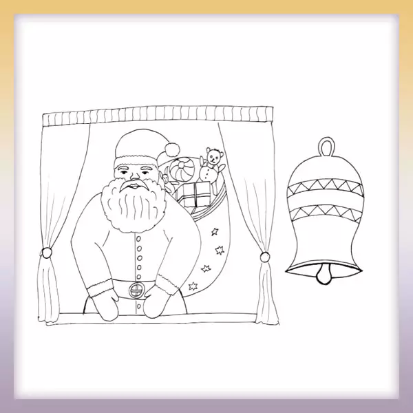 Santa Claus in the window - Online coloring page