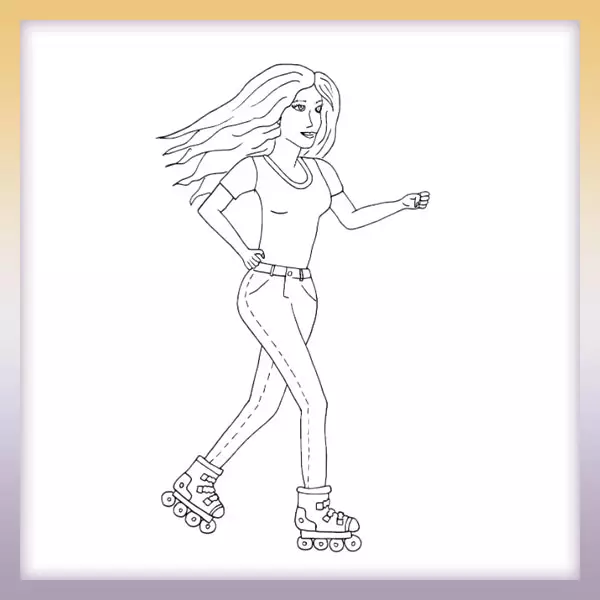 Girl on skates - Online coloring page
