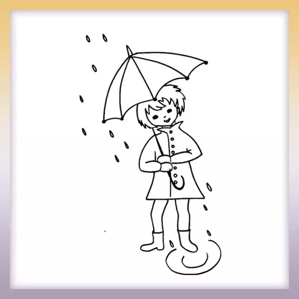 Girl with umbrella - Online coloring page