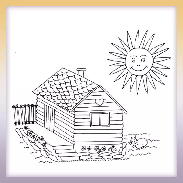 House with garden - Online coloring page