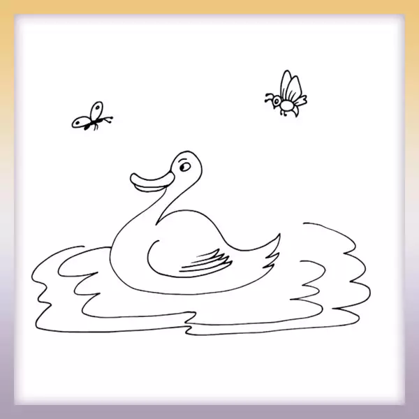 Goose and insects - Online coloring page