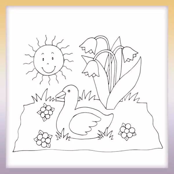 Goose on the meadow - Online coloring page