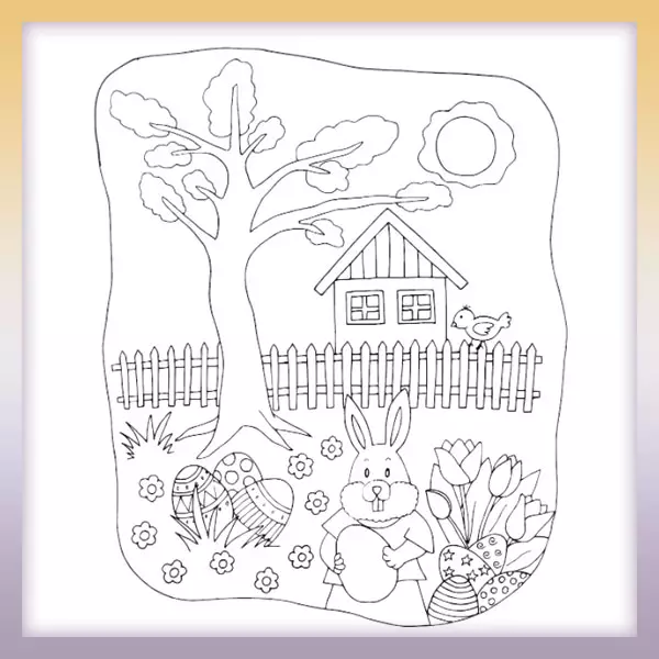 Spring in the yard - Online coloring page