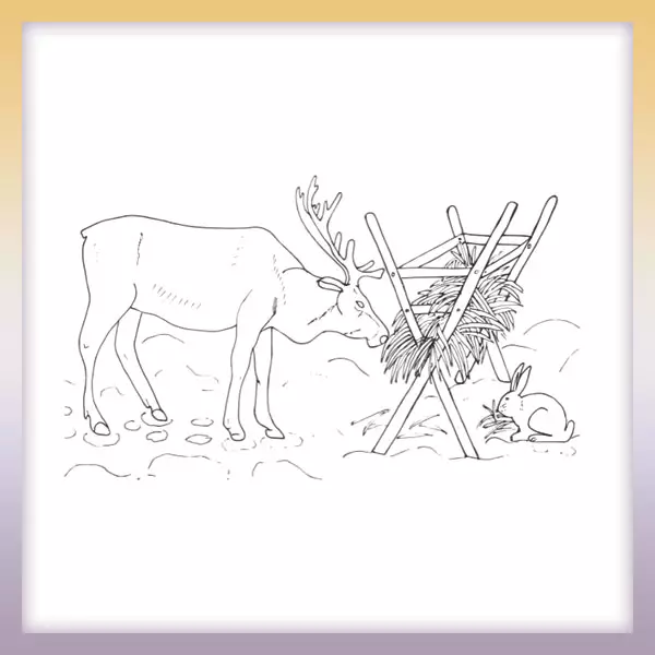 Deer and hare - Online coloring page