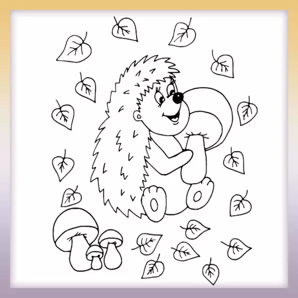 Hedgehog with a mushroom - Online coloring page
