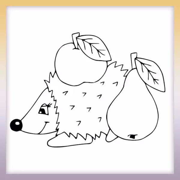 Hedgehog with fruit - Online coloring page