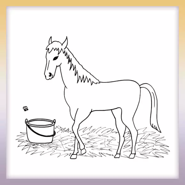 Horse and bucket - Online coloring page