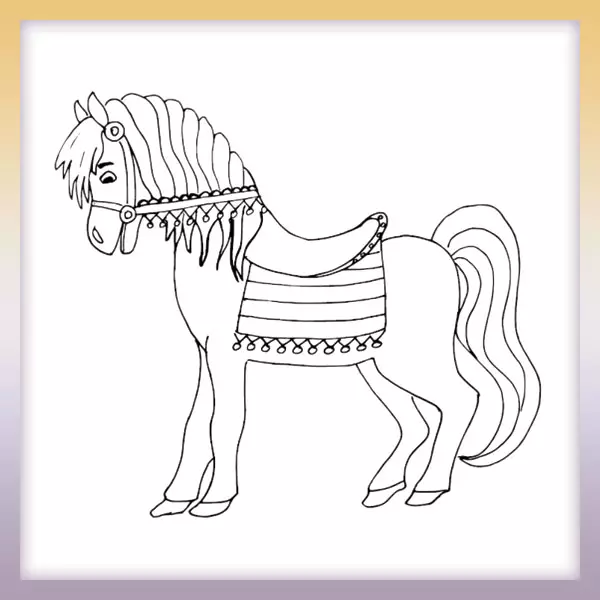 Horse in harness - Online coloring page