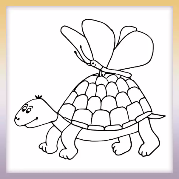 Turtle and butterfly - Online coloring page