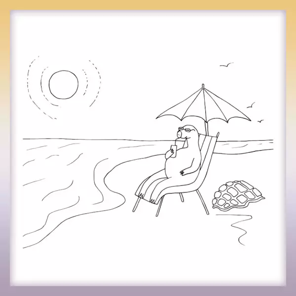 Turtle on a lounger - Online coloring page
