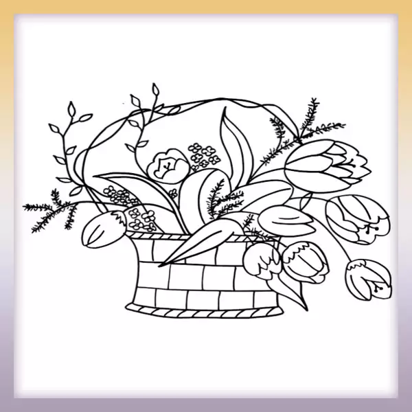 Basket of flowers - Online coloring page