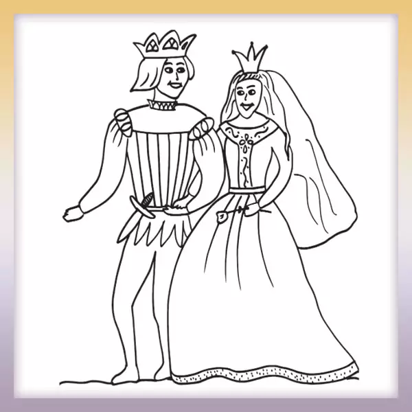 King and queen - Online coloring page